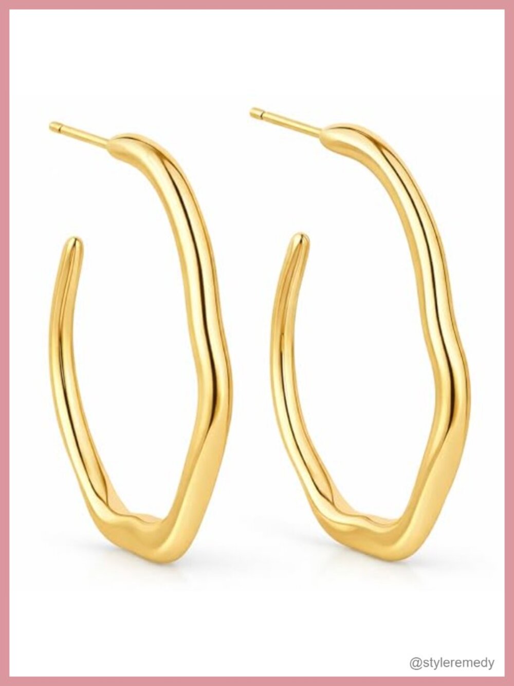 Waterproof Hoop Earrings 18K Gold PVD Plated Hypoallergenic Stainless Steel